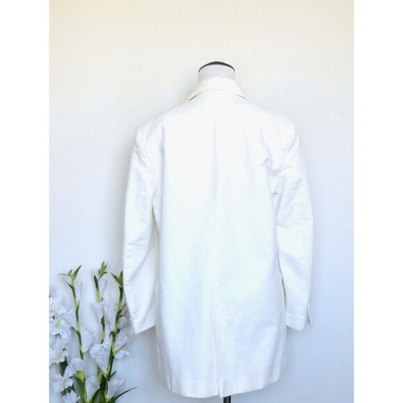 NEW! Zara Two Button Blazer Jacket Cotton White SZ M - Picture 8 of 11
